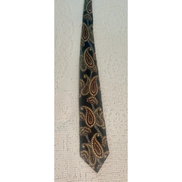 Oscar de la Renta Paisley Necktie Men's Silk Tie Bar-Tacked - Picture 1 of 6